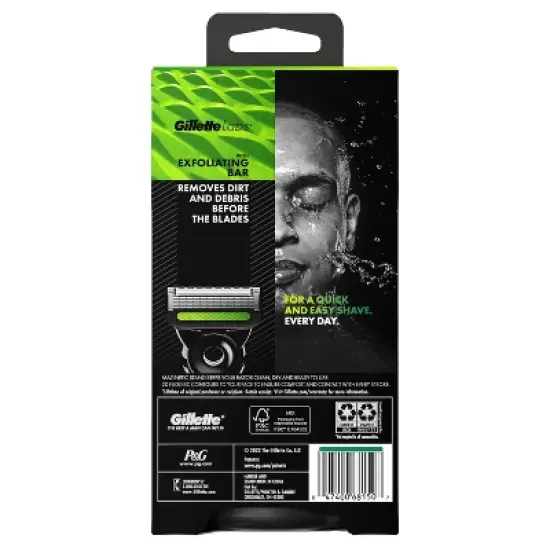 Gillette Labs Sharp White Edition Exfoliating Bar Razor with 1 Razor Blade Refill & Premium Magnetic Stand image {5}