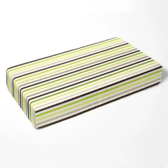 Bacati - Multicolor Stripes Green Yellow Beige Chocolate 100 percent Cotton Universal Baby US Standard Crib or Toddler Bed Fitted Sheet image {2}