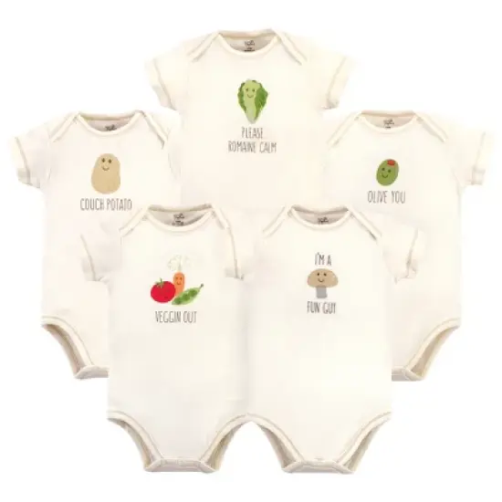 Touched by Nature Organic Cotton Bodysuits 5pk, Mushroom image {6}