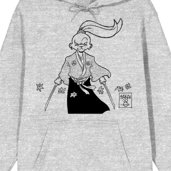 Usagi Yojimbo Sakai With Two Swords Long Sleeve Athletic Heather Adult Hooded Sweatshirt image {1}