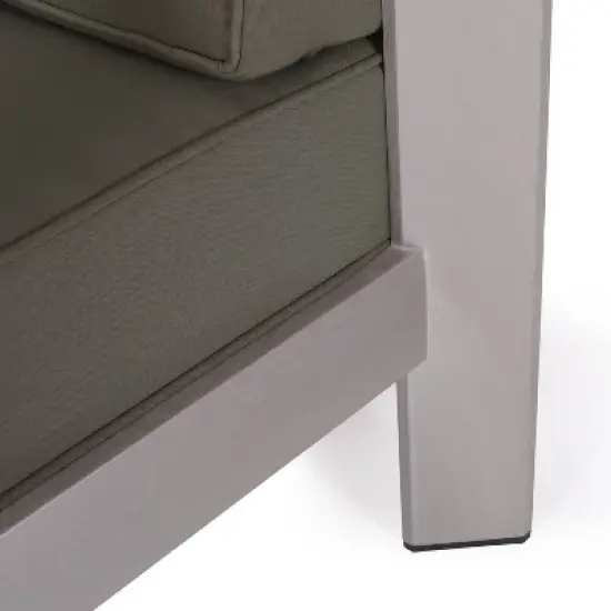 Christopher Knight Home Aviara Outdoor Loveseat with Cushions Aluminum image {9}