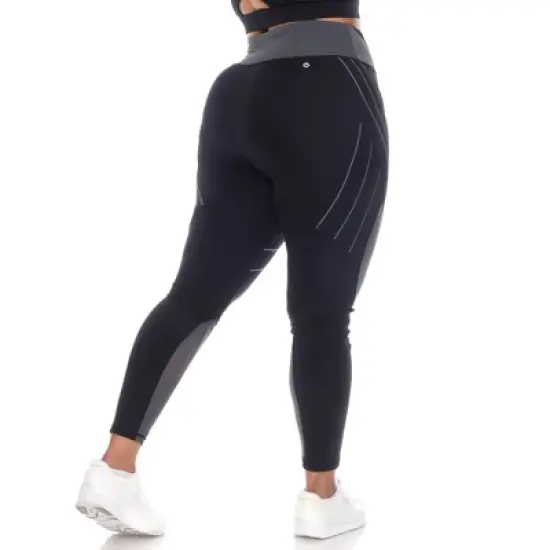 White Mark - Plus Size High-Waist Reflective Piping Fitness Leggings image {2}