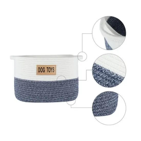 Midlee Two Tone Rope Dog Toy Storage Basket image {2}