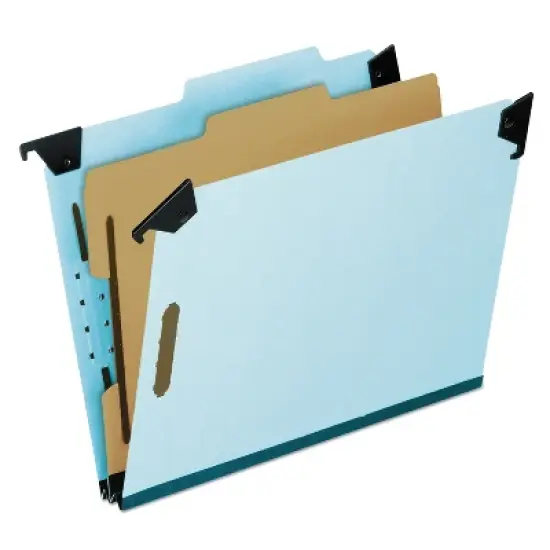 Pendaflex Hanging Classification Folders with Dividers, Letter Size, 1 Divider, 2/5-Cut Exterior Tabs, Blue image {1}