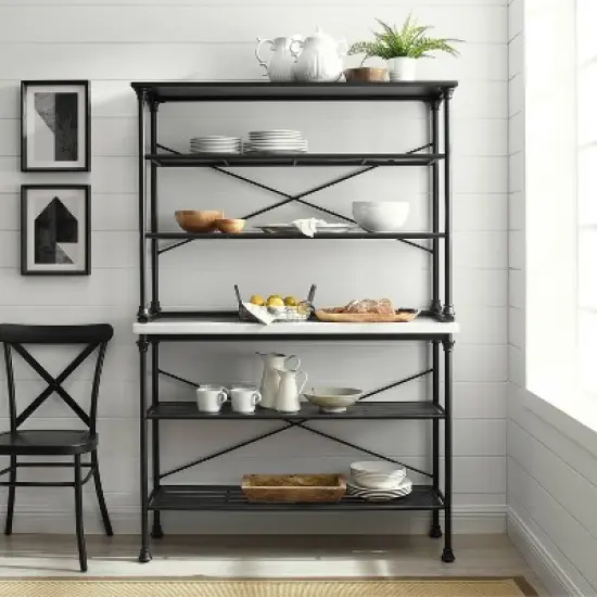 Madeleine Baker's Rack Console and Hutch Matte Black - Crosley image {6}