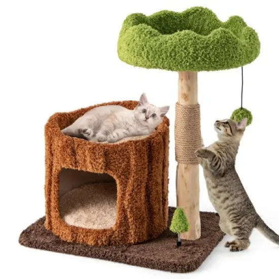 Tangkula Multifunctional Cat Tree w/ Sisal Covered Scratching Posts Top Perch Modern image {9}