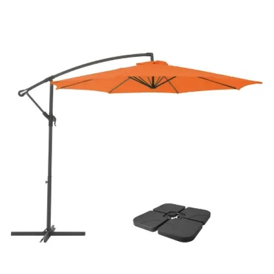 9.5' UV Resistant Offset Cantilever Patio Umbrella with Base Weights - CorLiving image {14}