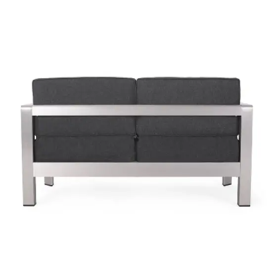 Christopher Knight Home Aviara Outdoor Loveseat with Cushions Aluminum image {5}