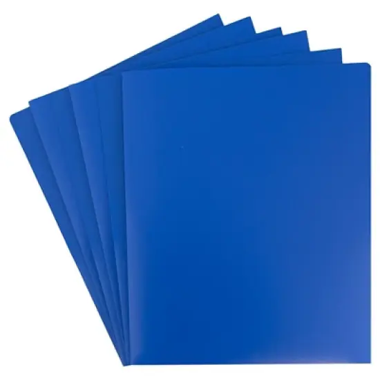 JAM 6pk 2 Pocket Heavy Duty Plastic Folders - Blue image {2}