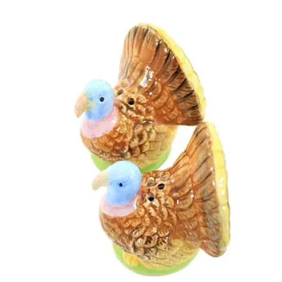 Tabletop 2.5 Inch Classic Harvest Turkey S&P , Thanksgiving Gobble (2PC) image {1}