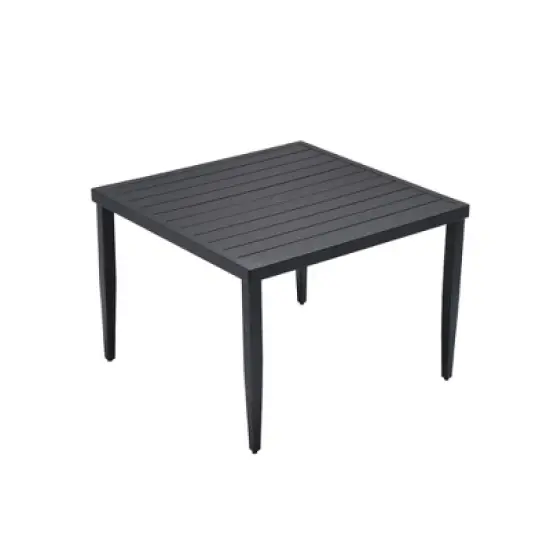 Gulches Outdoor Patio Aluminum 40"x40" Square Dining Table with Tapered Feet & Umbrella Hole, Ember Black image {6}