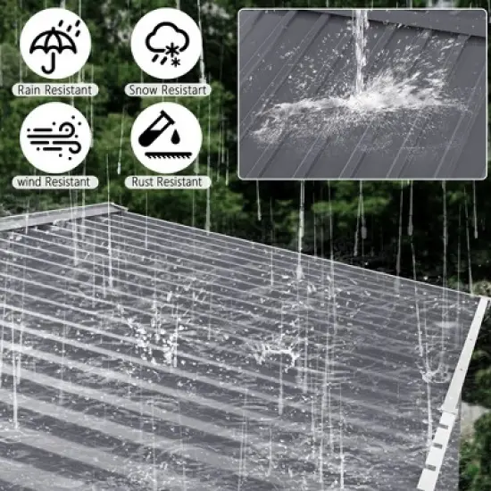 Outdoor Storage Shed 8 x 12FTLarge Metal Tool Sheds, Heavy Duty Storage House with Sliding Doors with Air Vent to Store Bikes, Tools,Grey image {3}