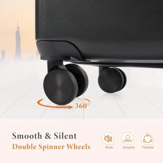 Kumasinova 20"-28"Carry-On/Checked Luggages,ABS Hardside Luggage with Spinner Wheels & Built-In Lock,Lightweight TSA Lock Hard Shell Suitcase image {5}