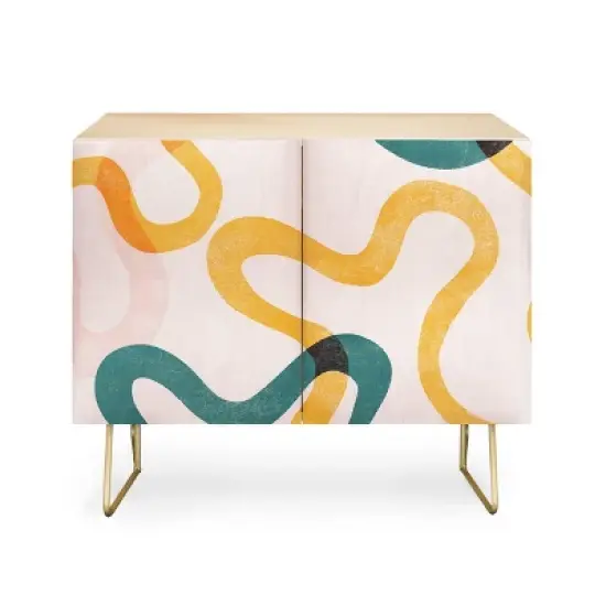 ThirtyOne Illustrations Streamers Gold Legged Credenza - Deny Designs image {3}