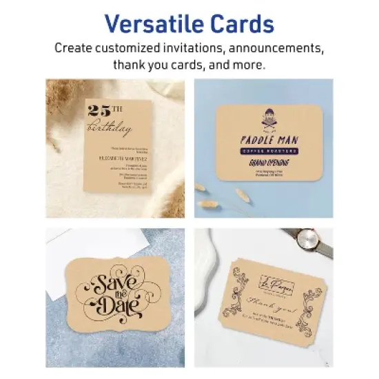 Avery Kraft Brown Invitation Cards, 5" x 7" Rectangle Scalloped Edge image {2}