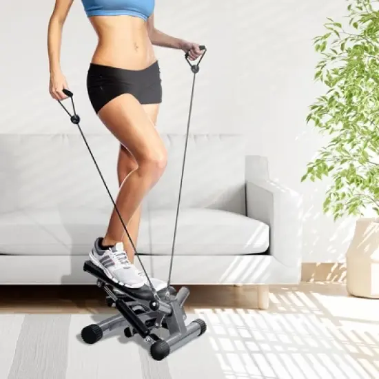 BalanceFrom Adjustable Stepping Machine and Step Counter, Leg Workout Machine & Mini Stair Stepper with Resistance Bands, for Home Workouts, Black image {3}