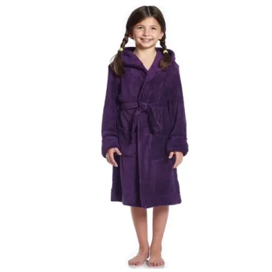 Leveret Kids Shawl Collar Fleece Solid Color Robe image {16}