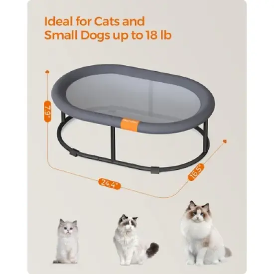 Feandrea Pet Bed, Cat Hammock, Elevated Cat Bed for Multiple Cats, with Removable Washable Mesh, for Pets up to 28 lb, Oval, Gray image {4}