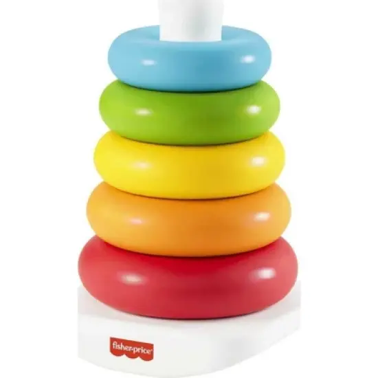 Fisher-Price Baby Stacking Toy Rock-A-Stack Rings with Roly-Poly Base, Made with Plant-Based Materials image {1}