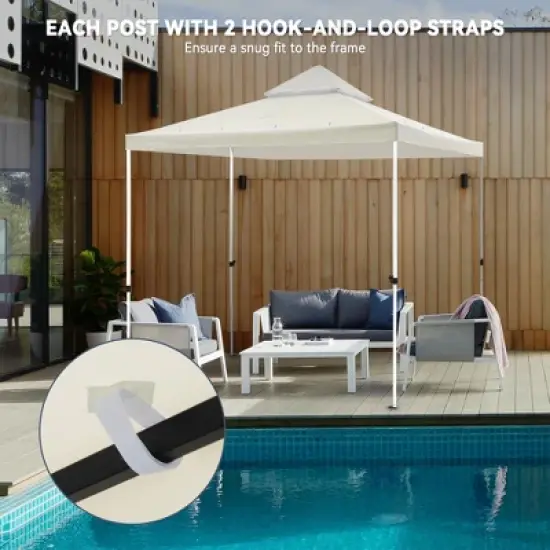 Yescom 10x10Ft UV30+ Gazebo Replacement Top for 2 Tier Outdoor Canopy Cover Patio Backyard Party Deck Ivory White image {4}