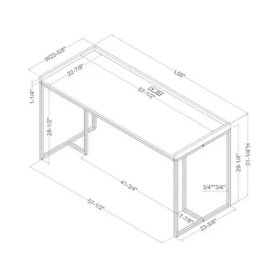 Marga Computer Desk with USB Port - miBasics image {6}