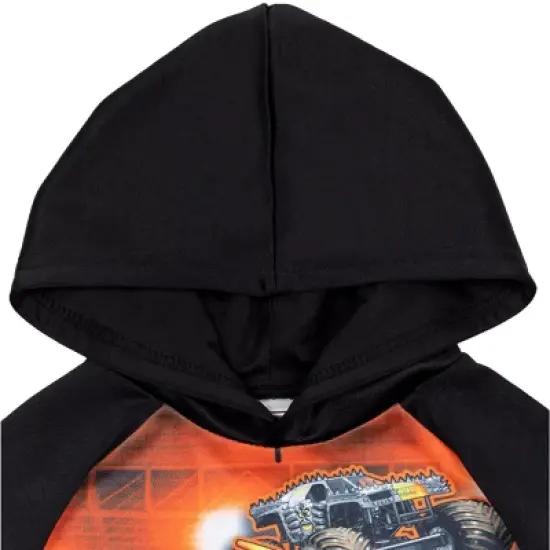 Monster Jam Trucks Toddler Boys Fleece Raglan Hoodie Black/Orange  image {2}