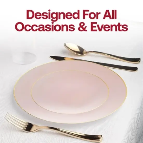 Smarty Had A Party 7.5" Pink w/ Gold Rim Organic Plastic Salad Plates - 120 pcs image {6}