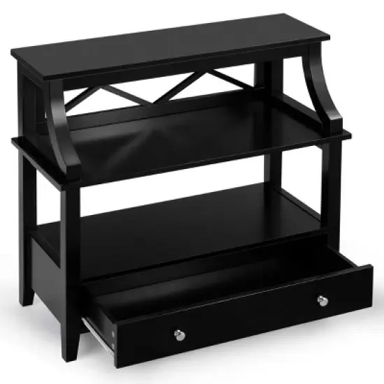 Tangkula 3-Tier End Table Storage Shelf Chair Multipurpose Side Table w/ Drawer image {2}