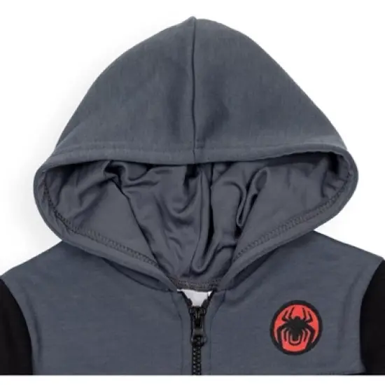 Marvel Spidey and His Amazing Friends Ghost-Spider Miles Morales Spider-Man Fleece Half Zip Hoodie Toddler to Little Kid image {3}