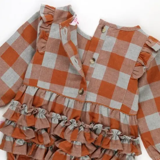 RuffleButts Toddler Girls Long Sleeve Ruffle Trim Bubble Romper image {5}