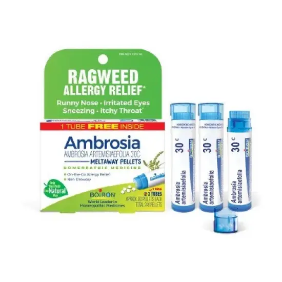Ambrosia Artemisiaefolia 30C 3 MDT by Boiron Homeopathic Medicine For Ragweed Allergy Relief  -  3 Pack Pellet image {13}