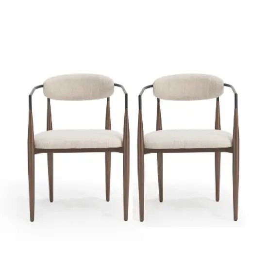Christopher Knight Home Teuvo Modern Fabric Upholstered Iron Dining Chairs (Set of 2) image {1}