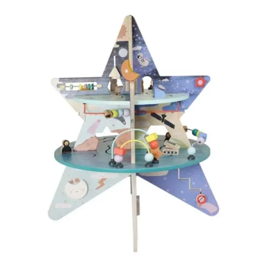 Manhattan Toy Double-Decker Celestial Star Explorer Wooden Activity Center with Shape Gliders, Spinners, Bead Runs and Alluring Artwork image {10}