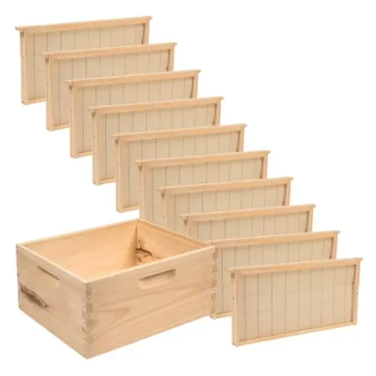 Lehman's Beekeeping Beehive Box, 10 Frame Deep Assembled Super or Brood Honeybee Hive Box with Beeswax Foundation Frames, Amish Made image {5}