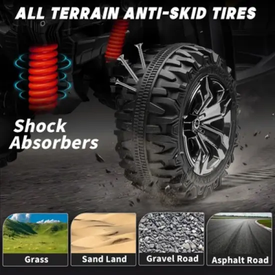 JOYRACER 24V Kids Ride-On ATV, 2-Seater 4-Wheeler Quad Electric Powerful Car w/ 800W Motor, Remote, High/Low Speed, Bluetooth/MP3 & LED for Big Kids image {4}