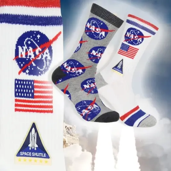 Buzz Aldrin NASA Meatball Logo and Symbols Crew Socks 2 Pair Calf High Multicoloured image {3}