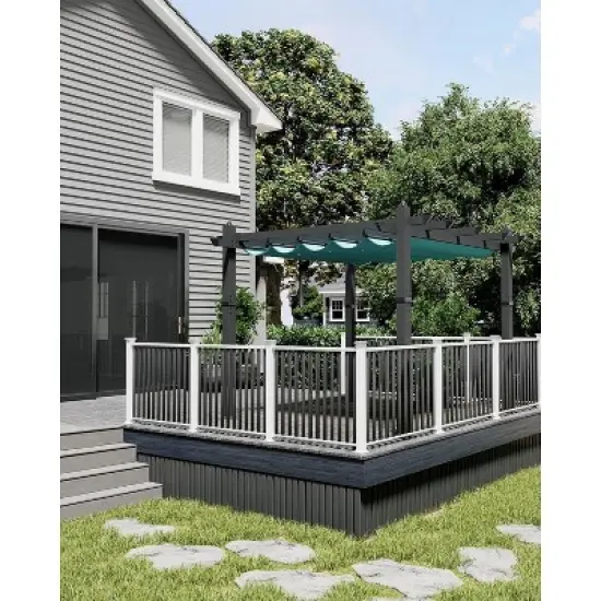 Acekool Aluminum Pergola with Retractable Canopy, Modern Outdoor Sun Shade Shelter image {5}