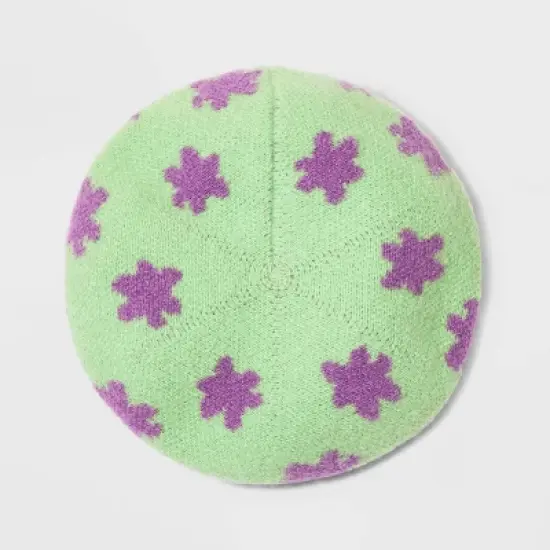 Knit Beret - Wild Fable&trade; Mint Green Floral image {2}