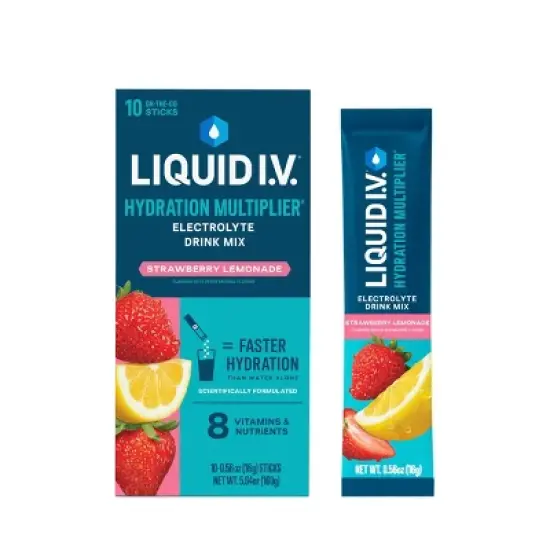 Liquid I.V. Hydration Multiplier Vegan Powder Electrolyte Supplements - Strawberry Lemonade - 0.56oz/10ct image {10}
