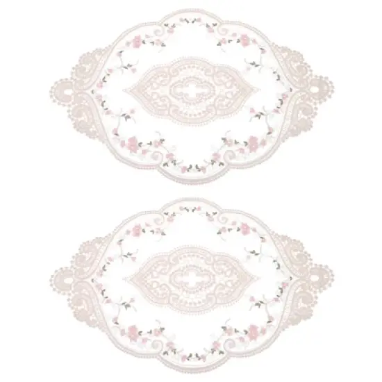 Unique Bargains Polyester Flexible Embroidery Vintage Pattern Washable Table Place Mats 2 Pcs image {12}