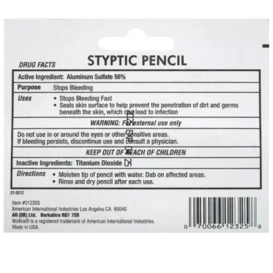 Woltra Nick Relief Large Styptic Pencil (PACK OF 2 - LARGE Pencils) image {1}