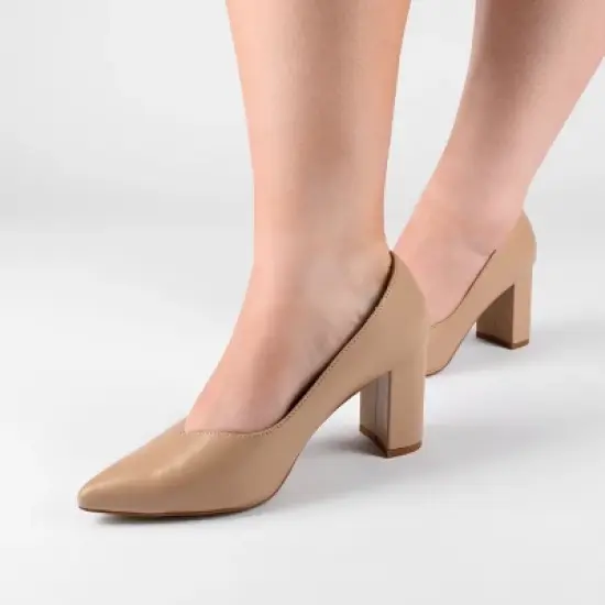 Journee Collection Women's Simonne SuperNatural Shades Block Heel Pointed Toe Pumps image {8}