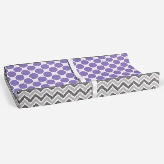 Bacati - Ikat Zigzag Lilac Dots Muslin  Changing Pad Cover image {3}