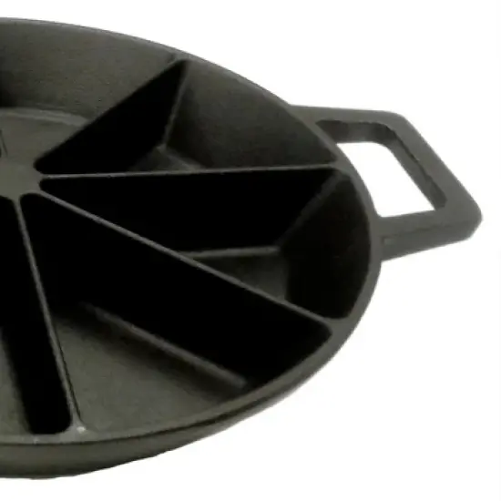 Bayou Classic 10 Inch Round Cast Iron Wedge Cornbread Skillet Bakeware Pan with Side Loop Handles for 8 Wedges of Cornbread, Black image {2}