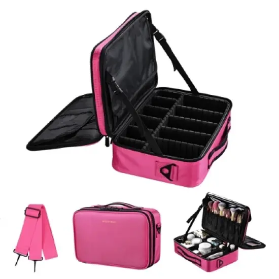 Byootique 13" Makeup Train Case Cosmetic Organized Bag Travel Storage Backpack image {9}