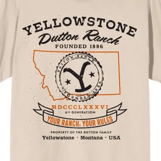 Yellowstone Your Rach Your Rules Montana Logo Crew Neck Short Sleeve Women's Natural T-shirt image {1}