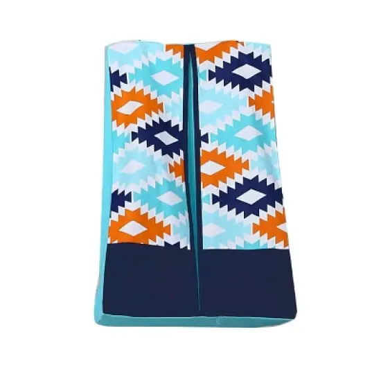 Bacati - Aztec Print Liam Aqua Orange Navy 10 pc Crib Bedding Set with Long Rail Guard Cover image {8}
