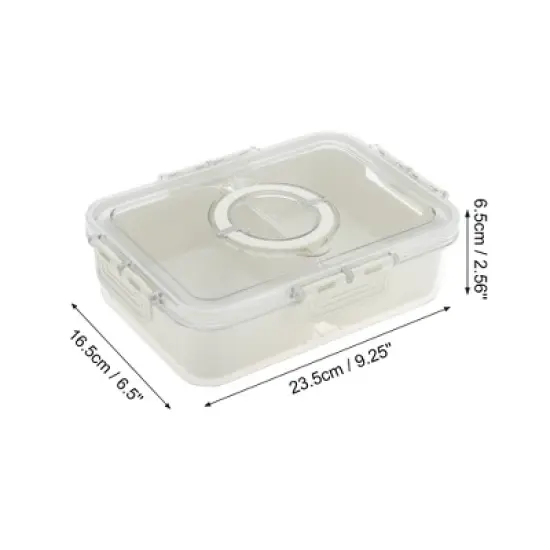 Unique Bargains Rectangle Fridge Food Storage Containers 2 Compartment White Transparent 1 Set image {3}