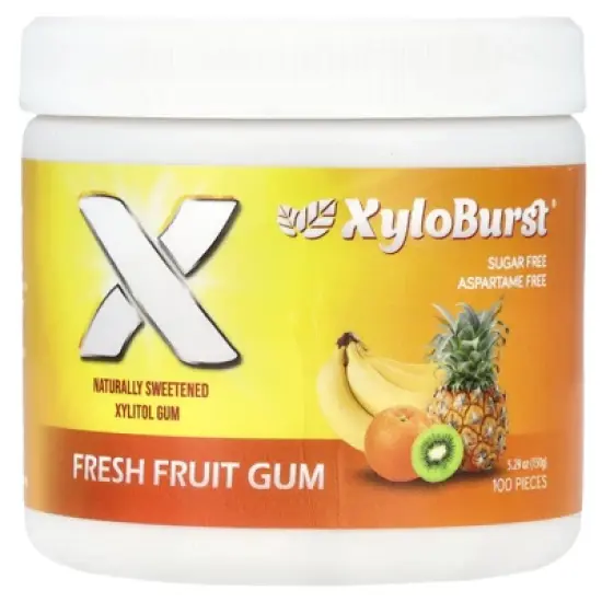 Xyloburst Xylitol Gum, Fresh Fruit, 100 Pieces, 5.29 oz (150 g) image {2}