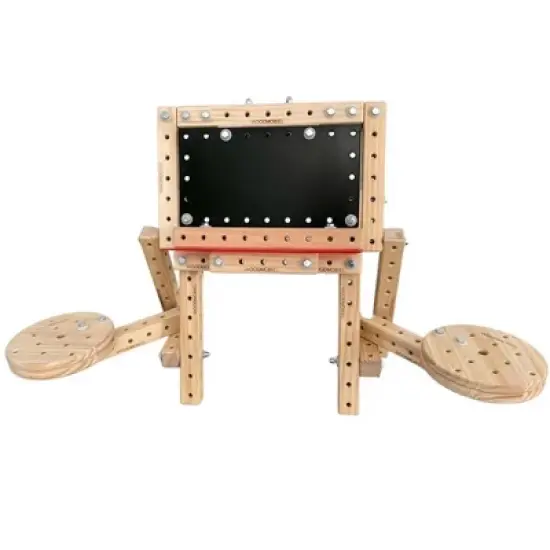 Woodmobiel by Funphix Starter Kit Modular Construction Toy with 18 Wood Pieces, 2 Wheels, Real Nuts & Bolts image {1}
